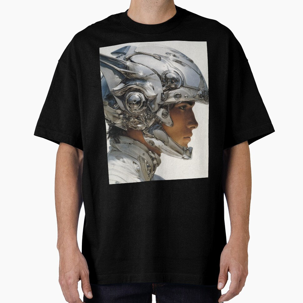 Futuristic Warrior Profile | Chrome Cyber Armor Sci-Fi Art Print by Velvetcosmonova