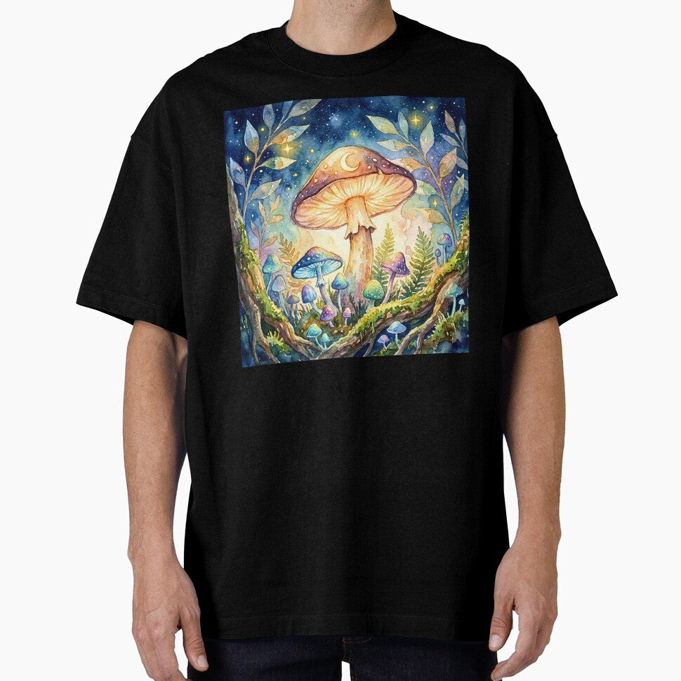 Moonlit Fairycore Mushroom Forest Watercolor by Storybook Botanica