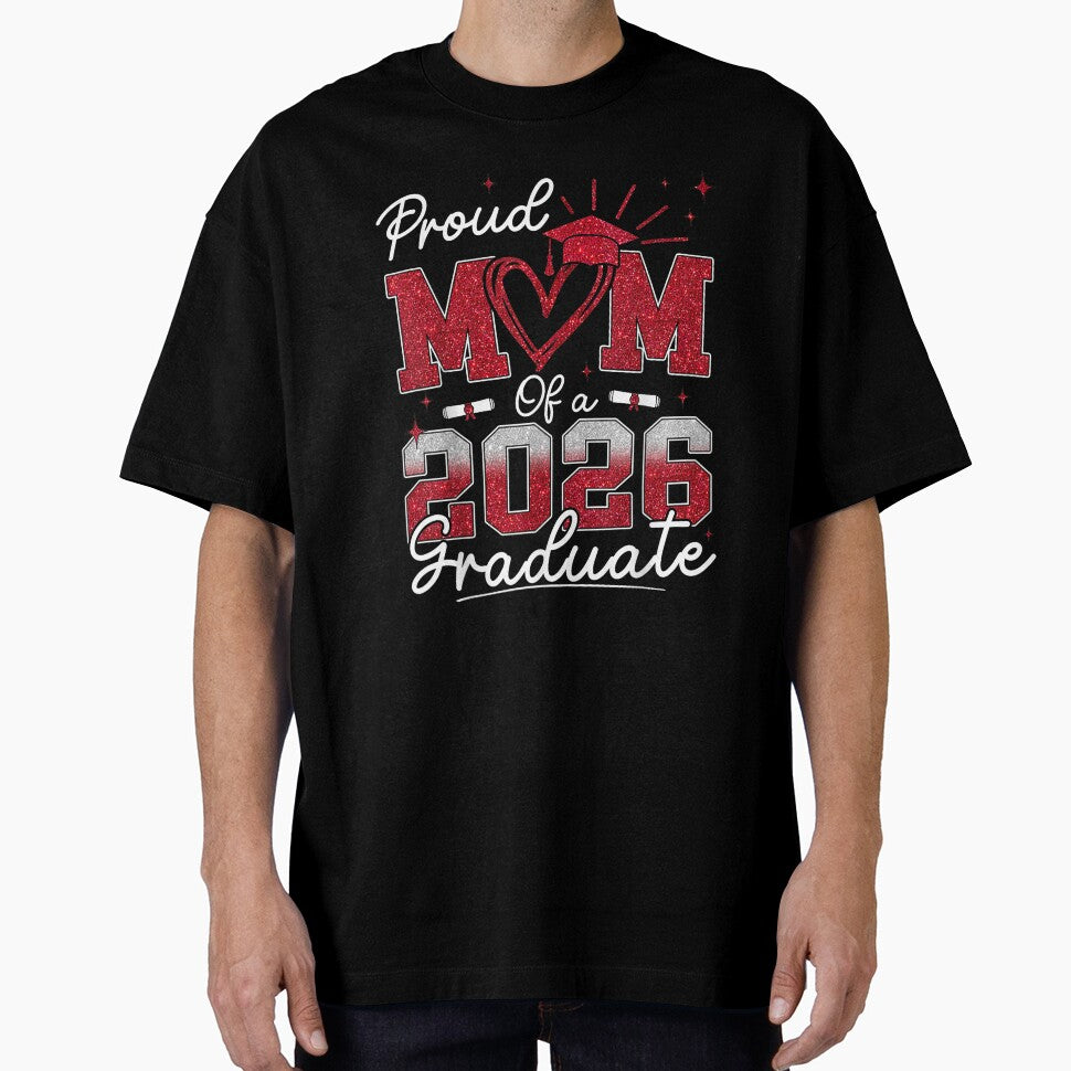 Proud Mom of A 2026 Graduate Senior Graduation Retro Design by kiralynstration