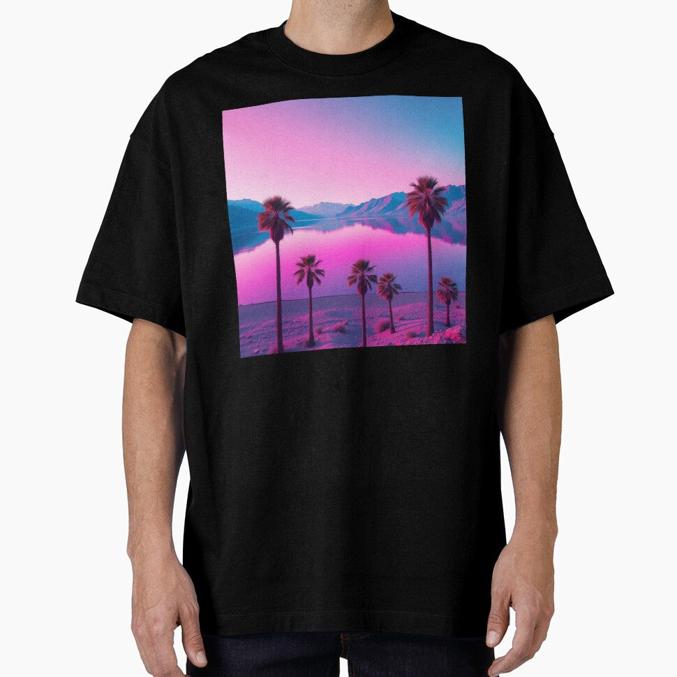 Vaporwave Palm Trees Sunset Aesthetic Retro 80s Art by EllDAV777