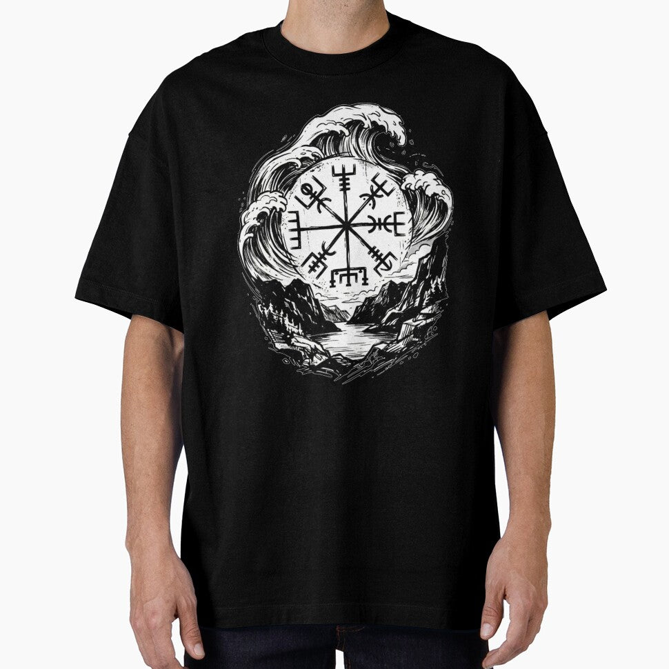 Vegvisir Viking Compass & Waves – Norwegian Fjord Tattoo Style by MystfjordTales