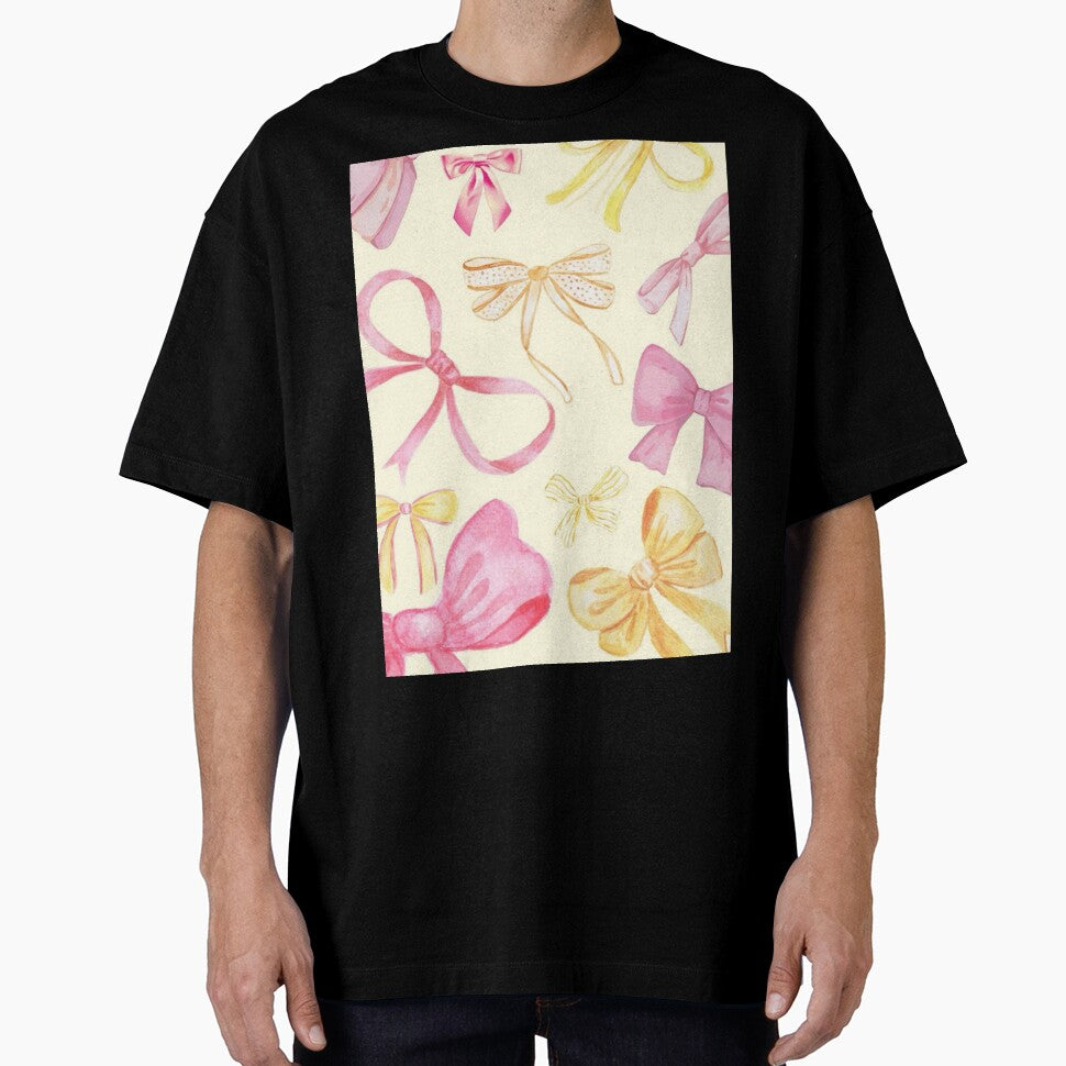Yellow Pink Bow Coquette Abstract Print Cute Soft by DALdesignstore