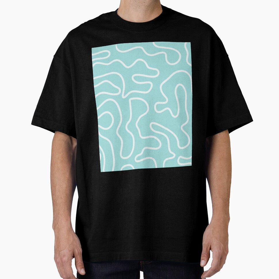 Squiggle Maze Abstract Pattern in Aqua Teal Pastel by kierkegaard