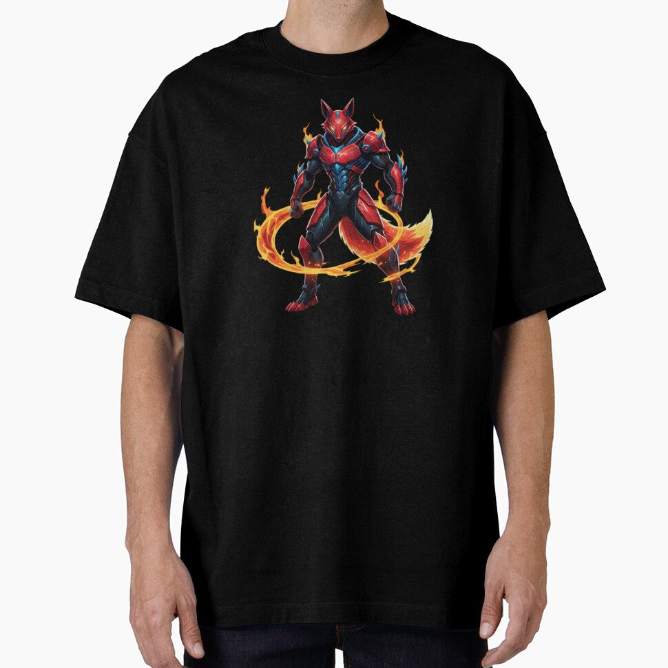 Flame Cyber Fox Warrior – Futuristic Fire Mecha Animal Art by FORYOUOFFICIAL