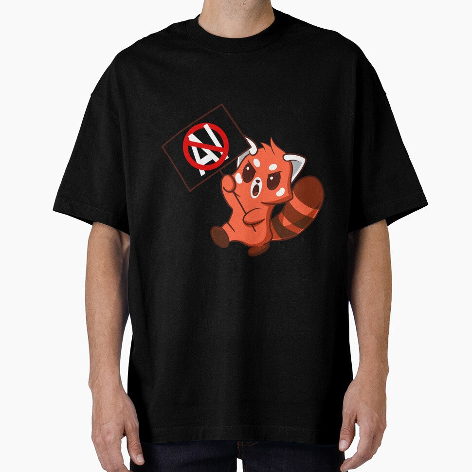Red Panda Stands Against AI Generated Image by RedPandaTee