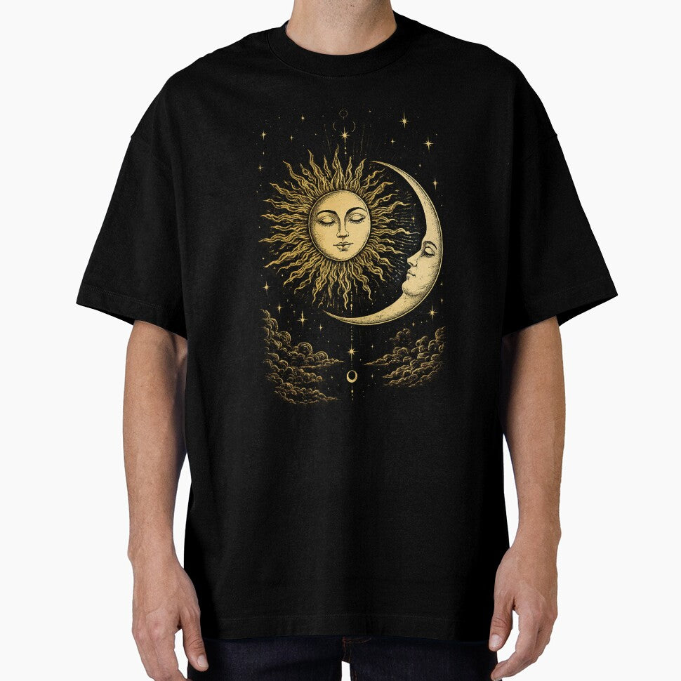 Celestial Sun and Moon Vintage Engraving by Mystic & Celestial Art