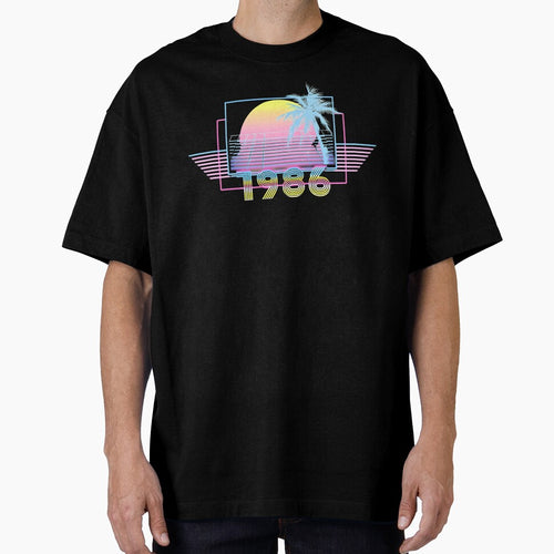 1986 Retro Wave Sunset Artwork by District 7 Designs