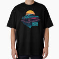Neon Drive Retro Sunset Car Art by MysticArtisan
