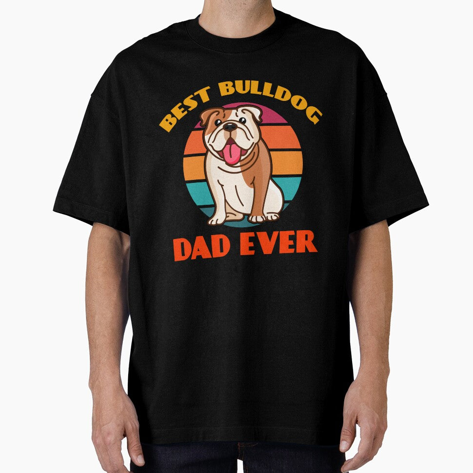 Best Bulldog Dad Ever Fathers Day Dog puppy Lover Cute Sunser Retro by Meteor77