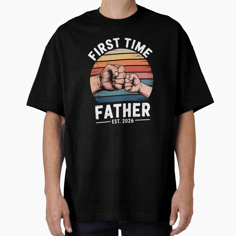 First Time Father Est 2026 Retro Fist Bump New Dad Announcement by Gogetgiggles