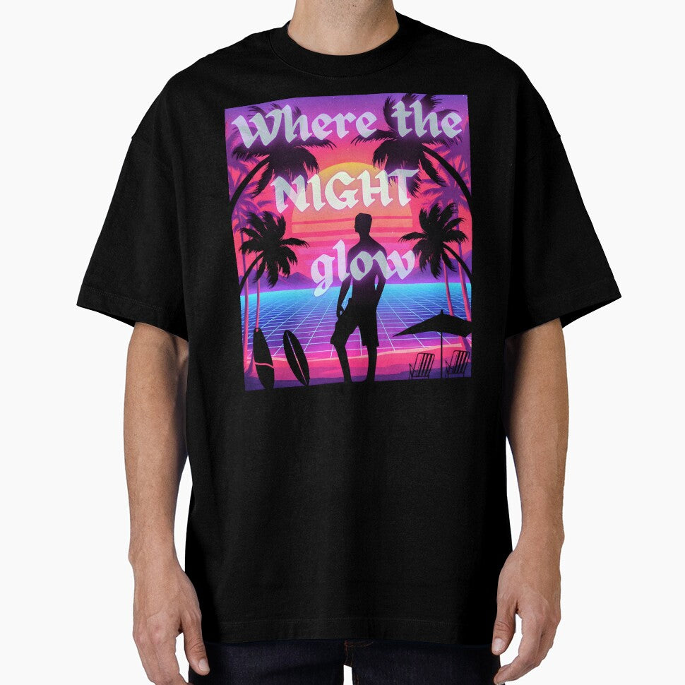 Where the Night Glow – Retro Sunset Vaporwave Beach Aesthetic by ArvionStudio