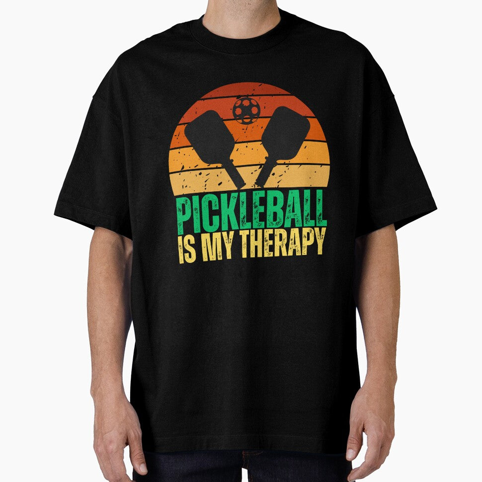 Pickleball Is My Therapy Retro Sunset by ShopFanCreation