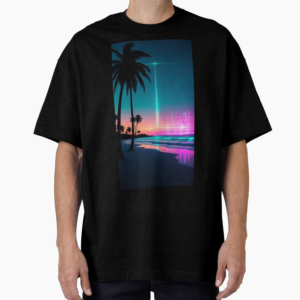 Paradise Lost | Neon Synthwave Landscape Art Print by Esterlane