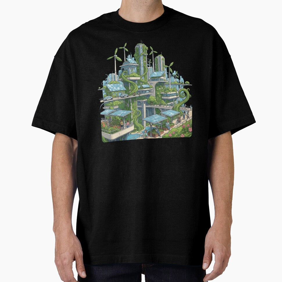Solarpunk City Utopian Illustration climate action by SholoStudio