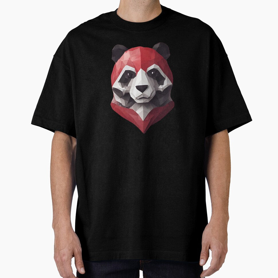 Red Geometric Panda Art by pUNKnown