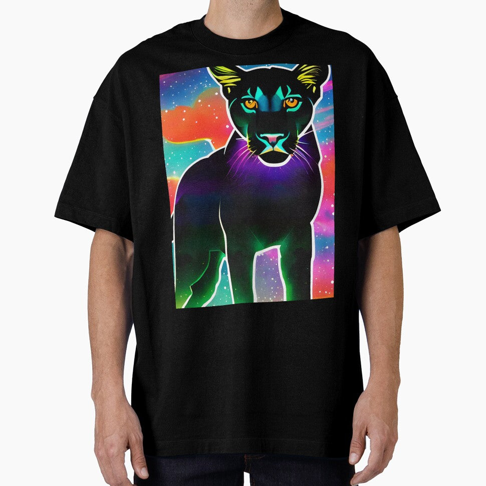 Colorful Mountain Lion Portrait Wildlife Day Design by ElLocoMus