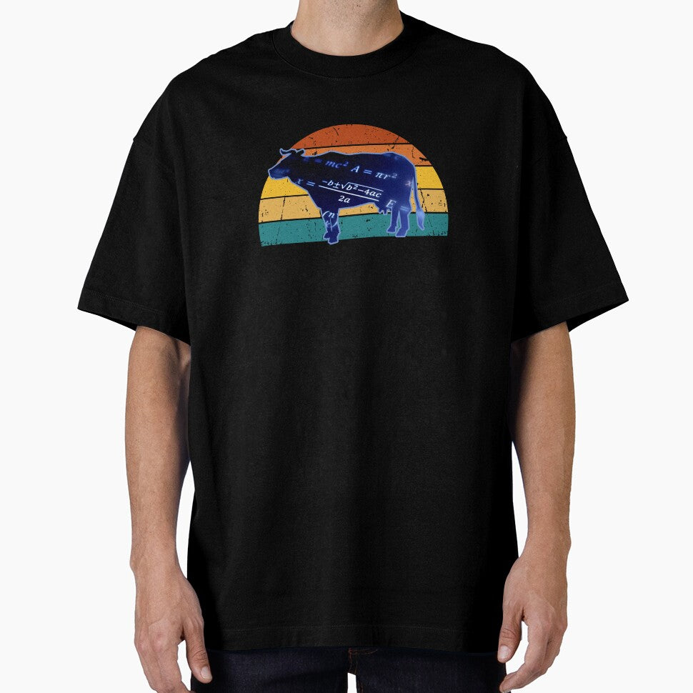 Black version of Blue Cow with Vintage sunset "Cow-Culator" jokes Funny colorful cow puns Calculator by FarmsteadAcers