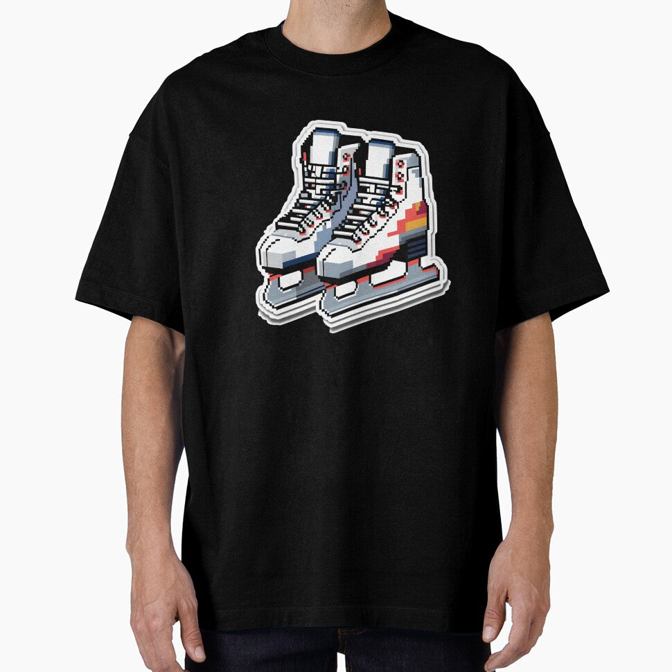 Cute Pixel Winter Ice Skates with Silver Blades by BankMano