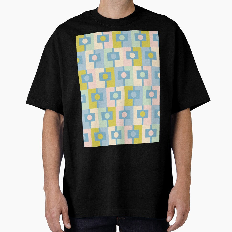 Mid Century Modern Rektangel Geometric Pattern in Pastel Blue Pink Chartreuse by kierkegaard