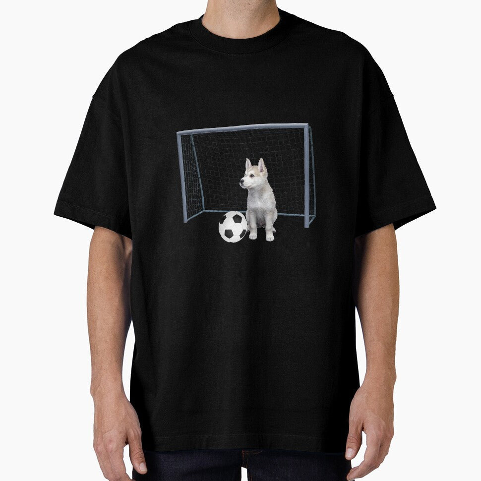 Husky Puppy Dog - Football soccer goal by Move-Art