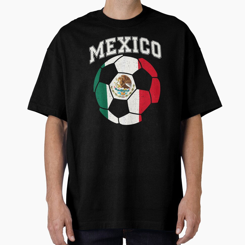 Vintage Distressed Mexico Soccer Ball National Flag Football Sports Fan Merch by EricCotanori