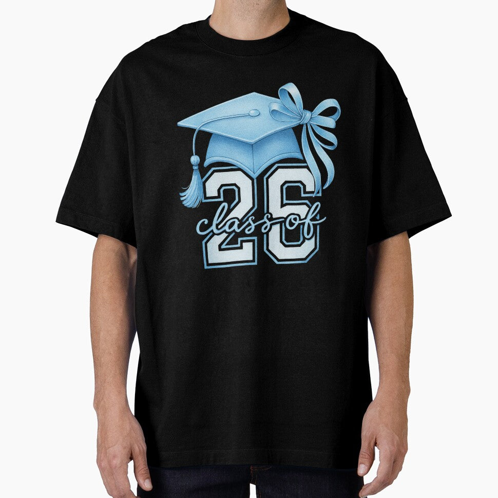 blue coquette senior 2026 girls graduation shirt by Lala35