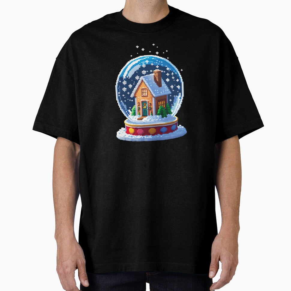 Cute Pixel Snow Globe with Mini House and Falling Snow by BankMano