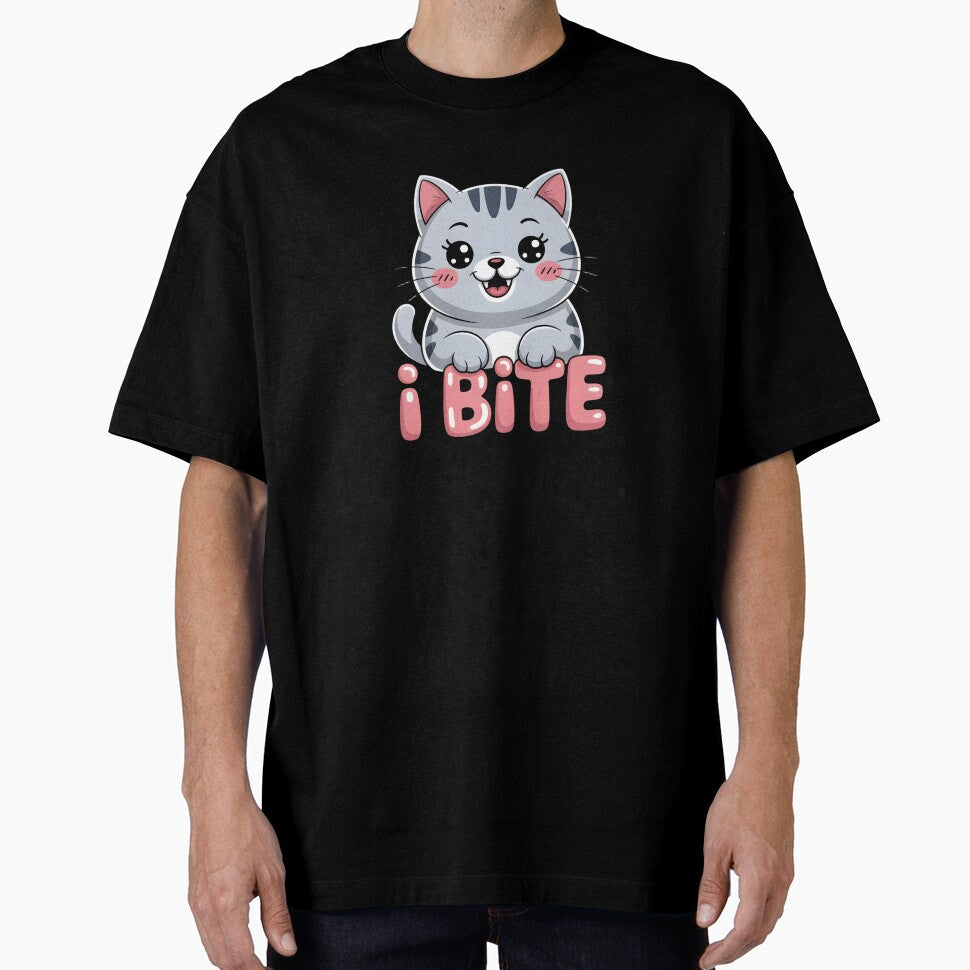 Spicy Kawaii Cat I Bite Funny Grey Tabby by AmazingViews