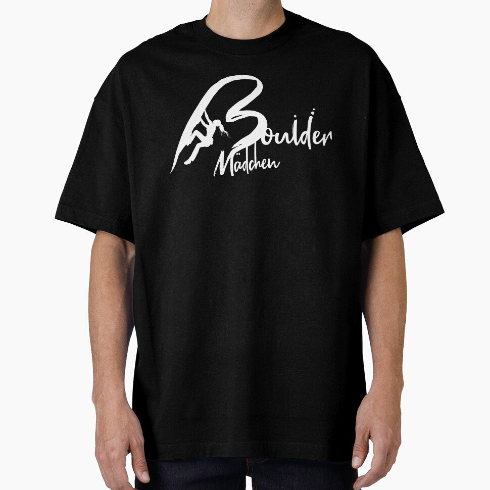Boulder girl bouldering logo with female climber bouldering by MadandMean