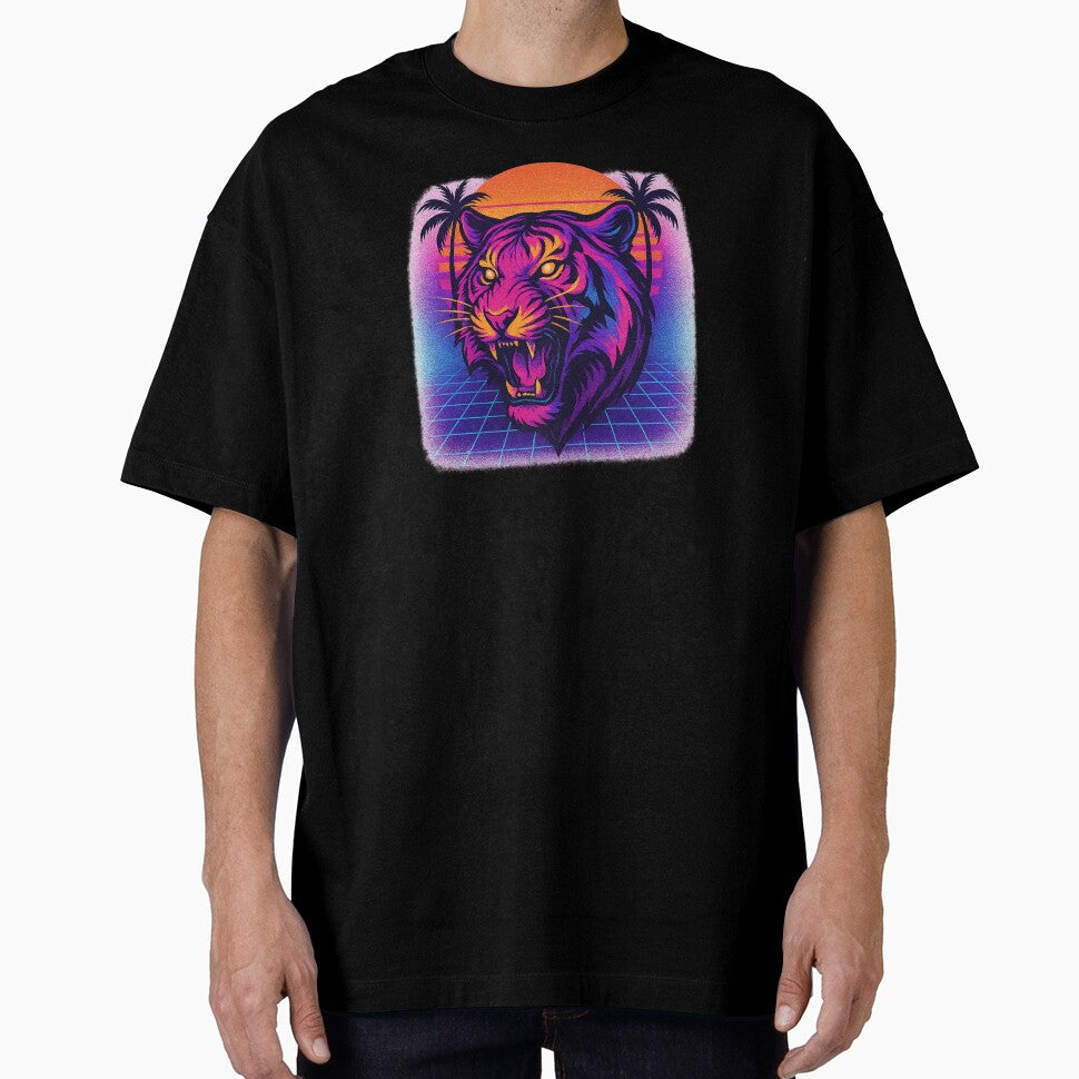 Neon Sunset Tiger – Retro 80s Vibe by derb darb