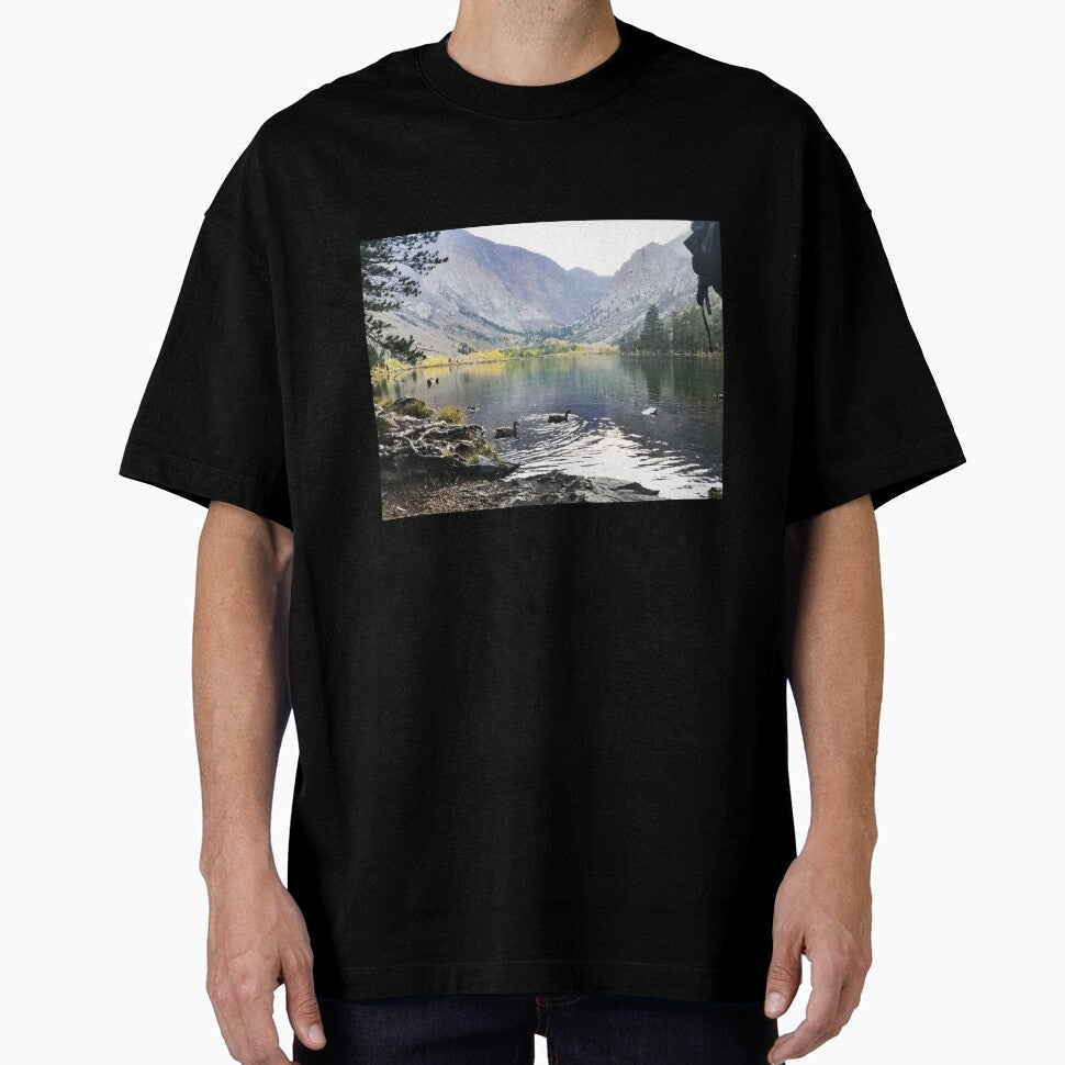 Mammoth Lake Scenery with Mountains and Ducks Floating in the Lake by Ilana Khoshsima