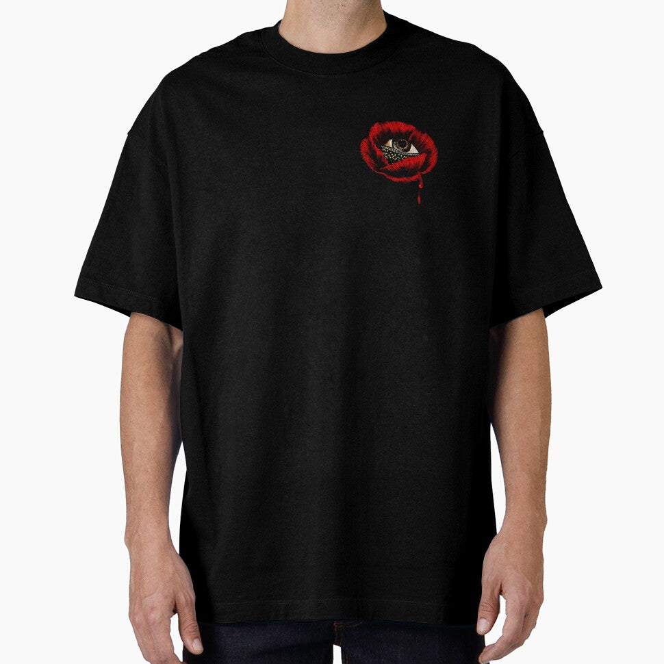 Dark Poppy Flower. Weirdcore, fake embroidery by AntiFormApparel
