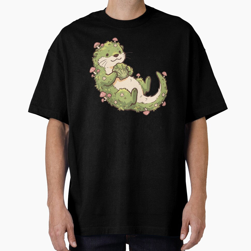 Mossy Otter Cute Green Botanical Animal with Mushrooms and Shell by Magnificent Lizard