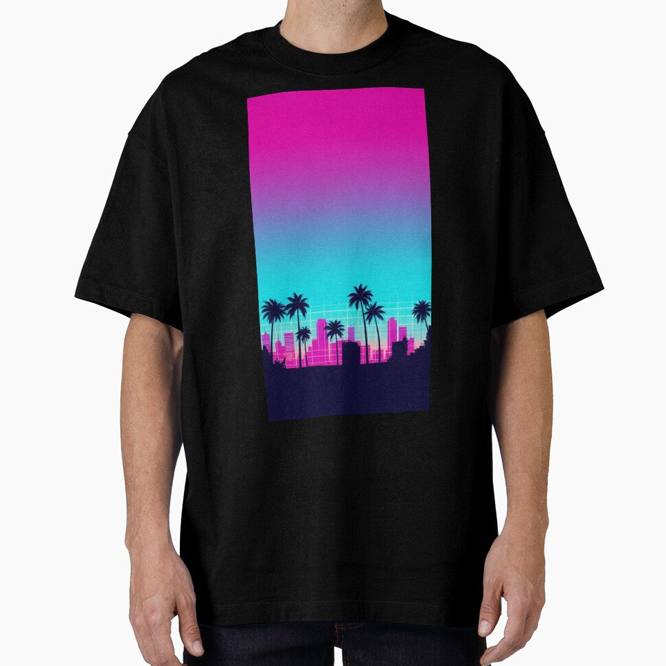 Cyber Sunset Cruise | VHS Vaporwave Landscape Art by Esterlane