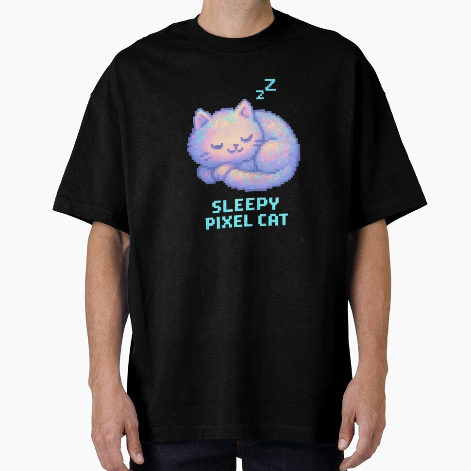 Sleepy Pixel Cat Sticker Pastel 8-Bit Retro by MysticArtisan