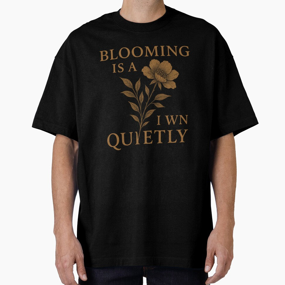 Blooming Is a Quiet Win – Vintage Botanical Flower Quote by Mouraludia