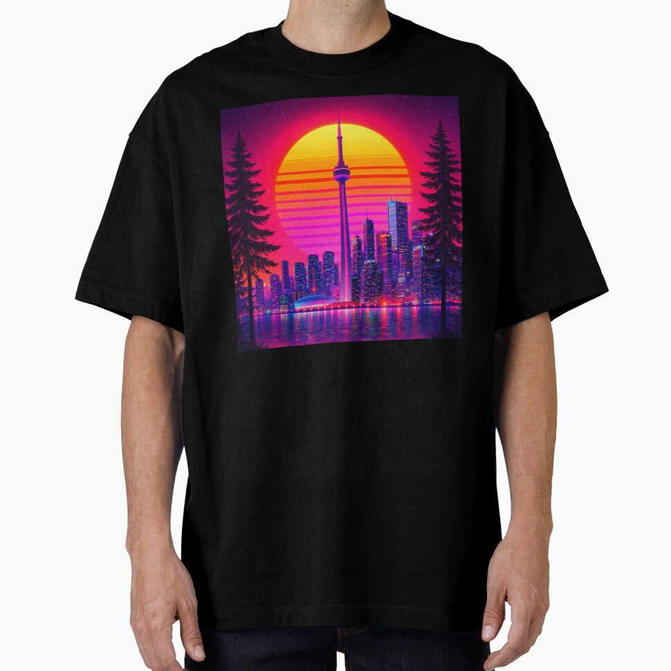 Neon Toronto Skyline Retro Sunset Vaporwave Cityscape by SeriouslyArtistical