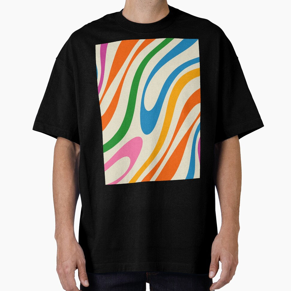 Colorful Abstract Wavy Loops Whimsical Retro Modern Pattern by kierkegaard