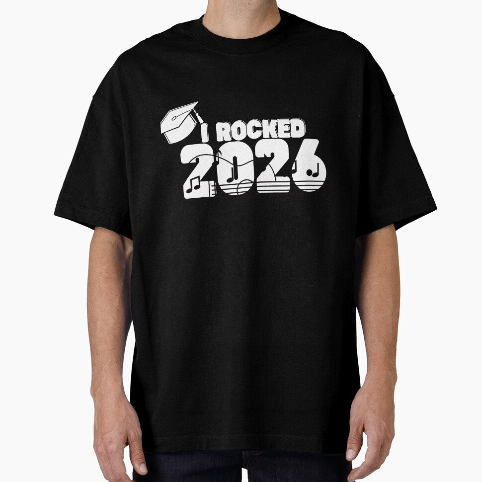 I Rocked Retro white Class of 2026 guitar (print on dark) by Cottageshop