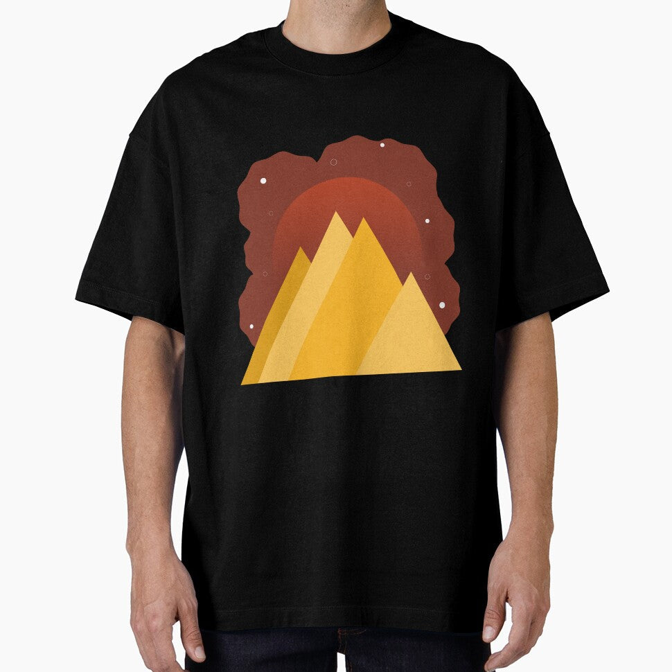 YELLOW MOUNTAINS BROWN SKY - FALL VERSION MINIMALIST ILLUSTRATION Brown BG by MiraiDesigns by miraidesigns