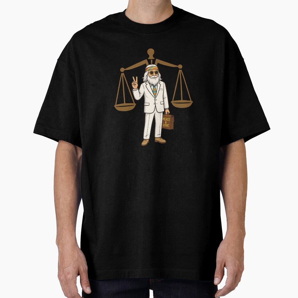 Elderly White Hippie Lawyer – Peace and Love Legal Humor Design by Lunaria Arts
