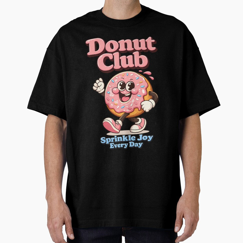 Donut Club Retro Cartoon Design | Cute Kawaii Dessert Streetwear T-Shirt by karim2556
