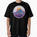 Retro Futuristic Mech Walker Neon Sunset Cyberpunk Battle. by The-T-In-Retro