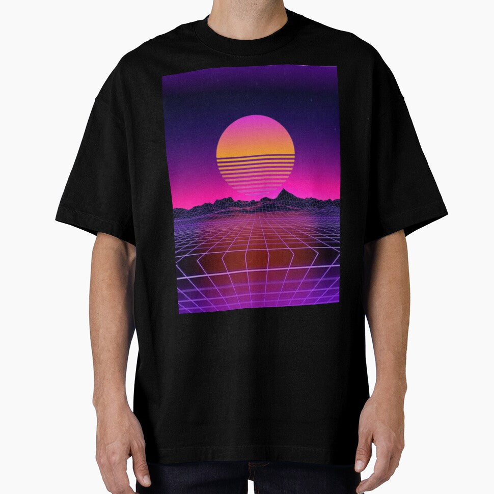 Retro Vaporwave Sunset – Synthwave Aesthetic Grid Art by EverbrightGoods