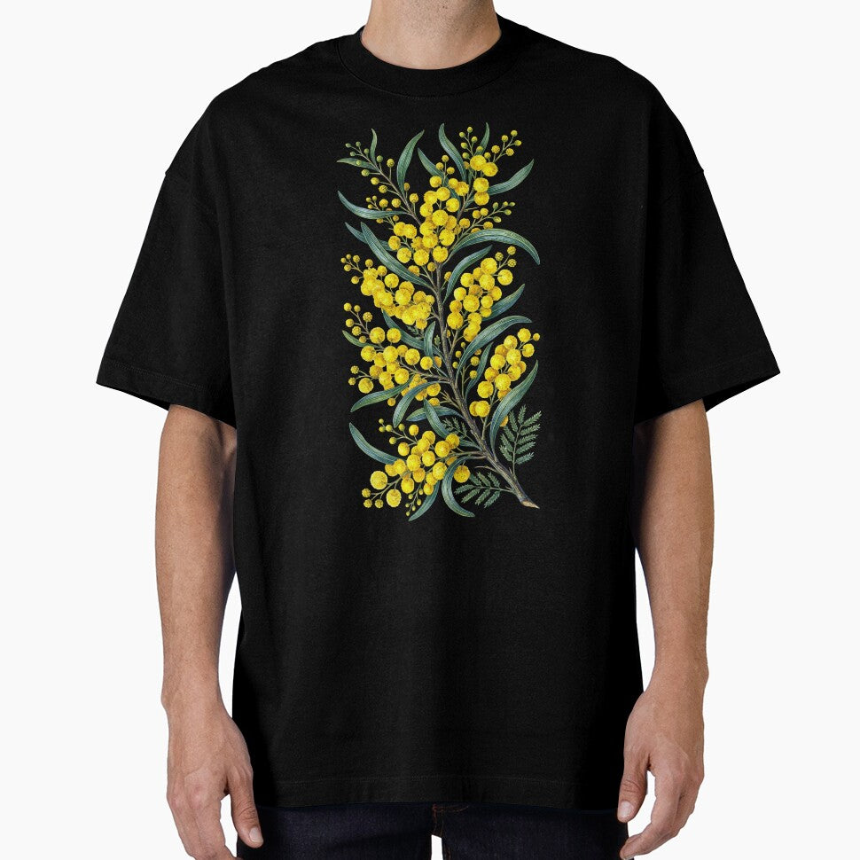 Golden Wattle Flower Watercolor Botanical Art by LinaValearte