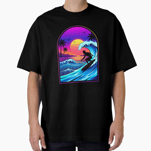 80s Retro Synthwave Surfer Neon Wave by TeNovaStudio