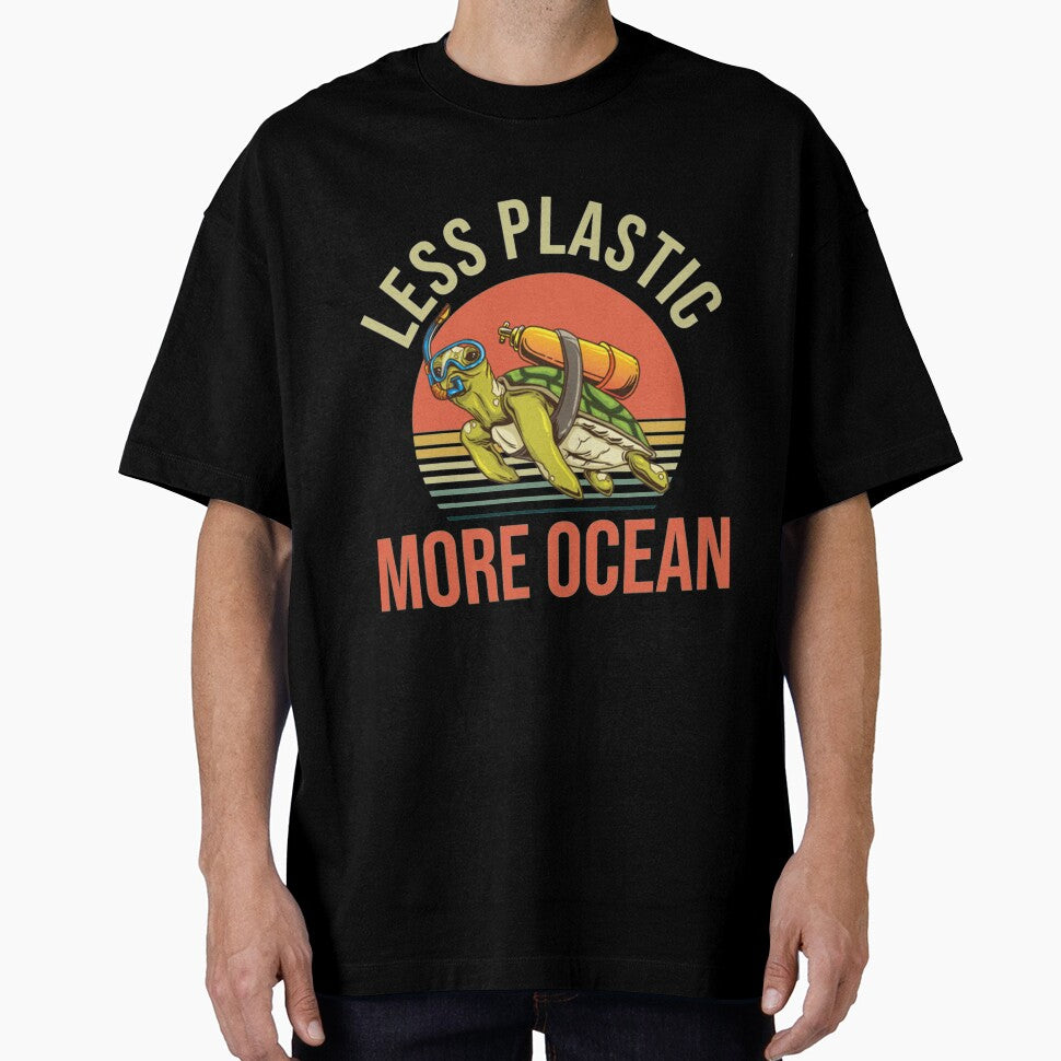 Sea Awareness T-Shirt_ Less Plastic More Ocean by ParwyMukan