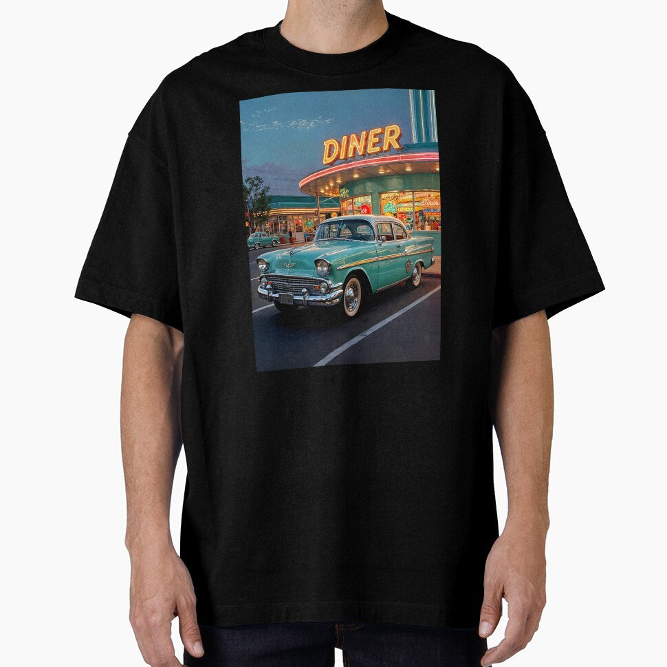 Neon Nights Drive-In – Retro 1950s Diner Car Art by MooLaLa.Store