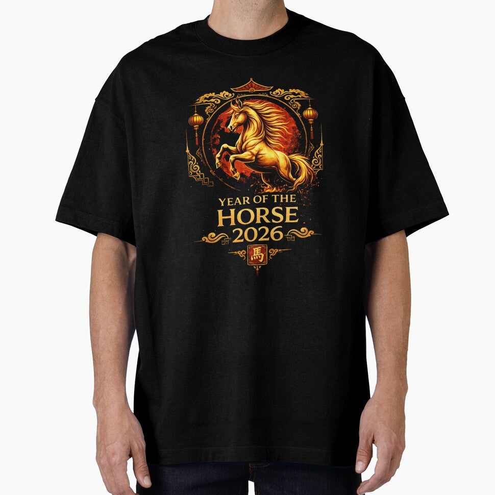 Year of the Horse 2026 Chinese New Year Shirt – Gold Zodiac Horse Lunar New Year Gift by smilup