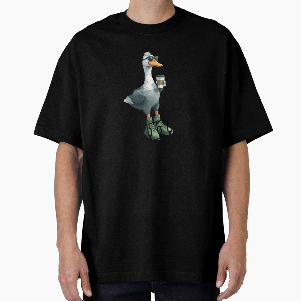 Cool Goose Drinking Coffee with Sunglasses and Boots Design by illeN-Art-World